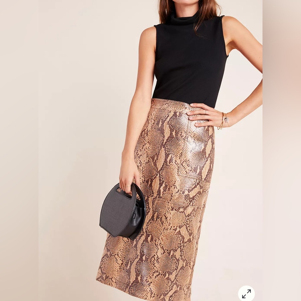 Anthropologie snakeskin pencil skirt